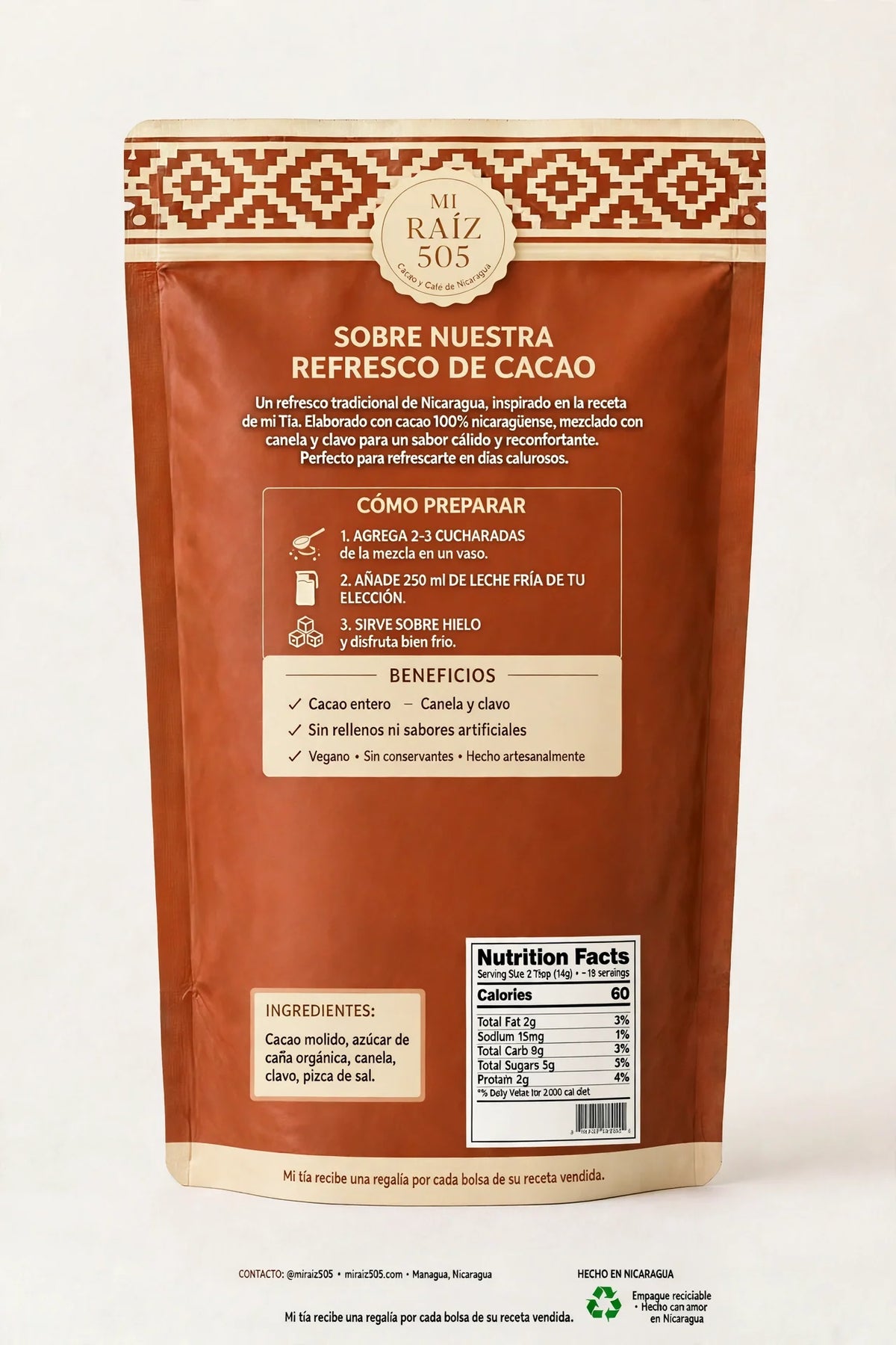 Refresco de Cacao — back (milk only)